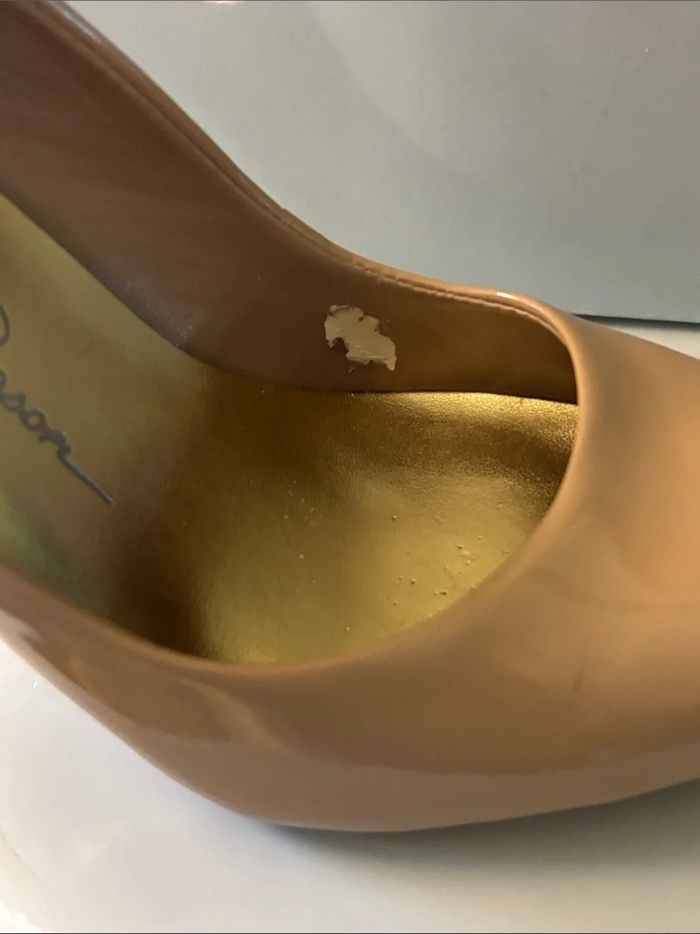 Jessica Simpson Nude Patent Round-Toe Stiletto Pumps